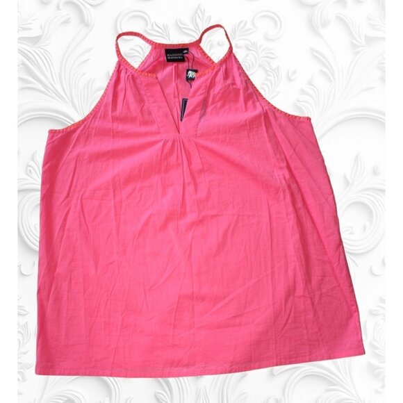 NWT Madison Mathews Cotton Sleeveless Pink Top Size XL embroidery edges Summer - Picture 1 of 8